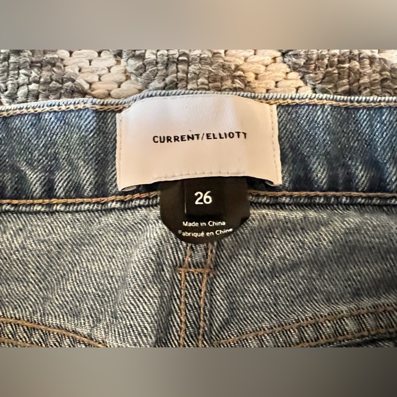 CURRENT/ELLIOTT Sz 26 Medium Blue Wide Leg Frayed Hem Jeans Orig $198 - Picture 3 of 9